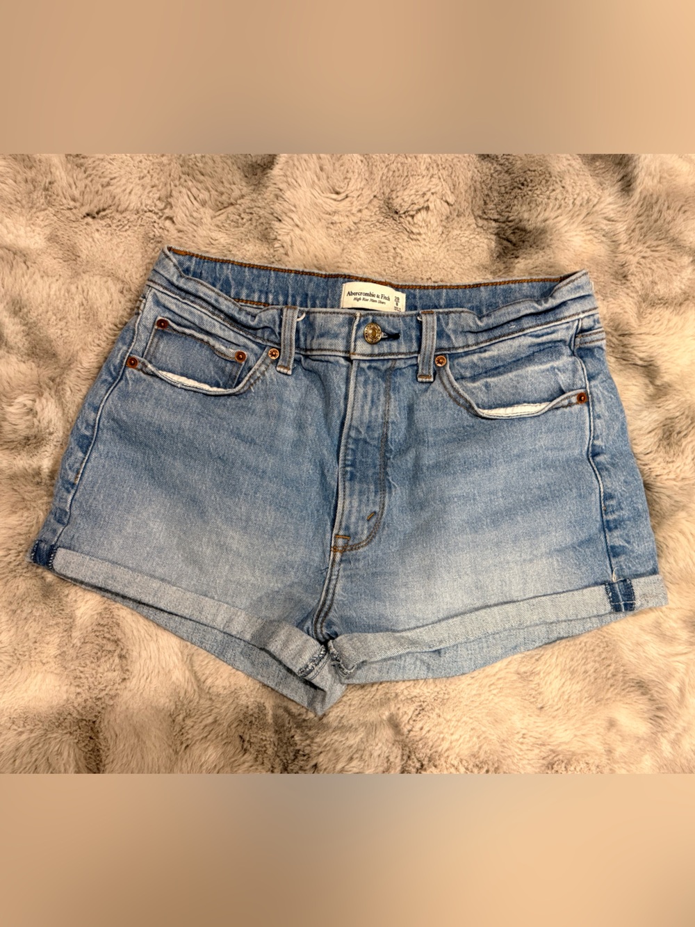 Abercrombie & Fitch Light Wash Denim Rolled-Hem Shorts